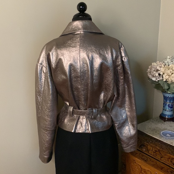 Bronze Gold Leather 1980s Glam Rock Leather Jacket - Picture 3 of 14